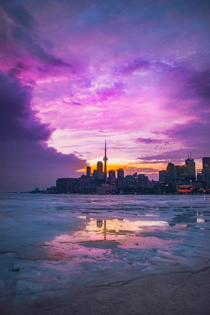 City Nature Sunset Toronto Vertical Hd Wallpaper Preview