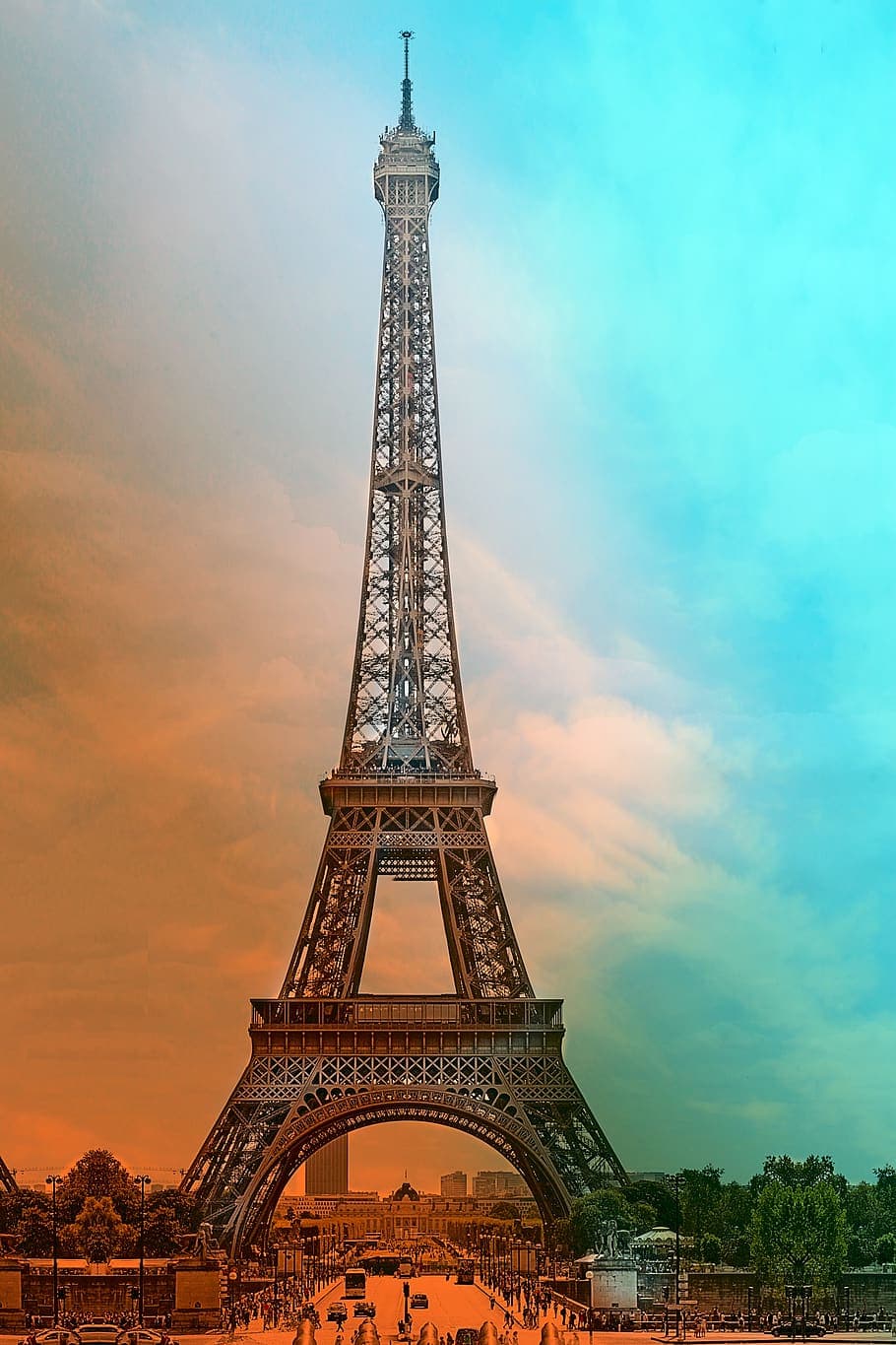 Eiffel Tower Paris France Tower Sights Sunset