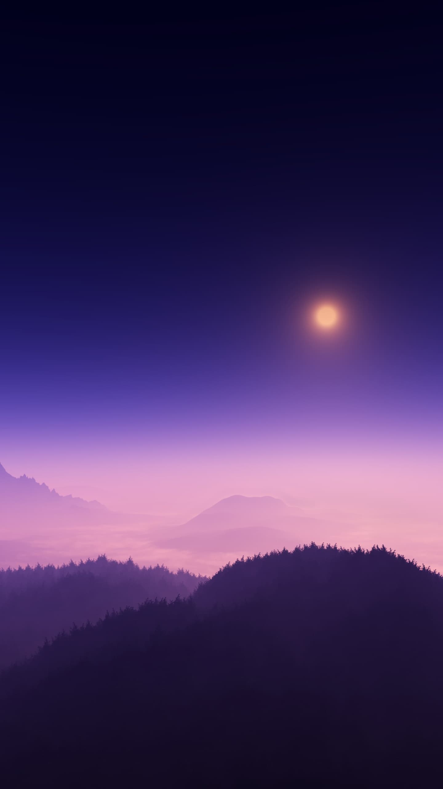 Moon Light Foggy Night Time Aerial View Landscape x
