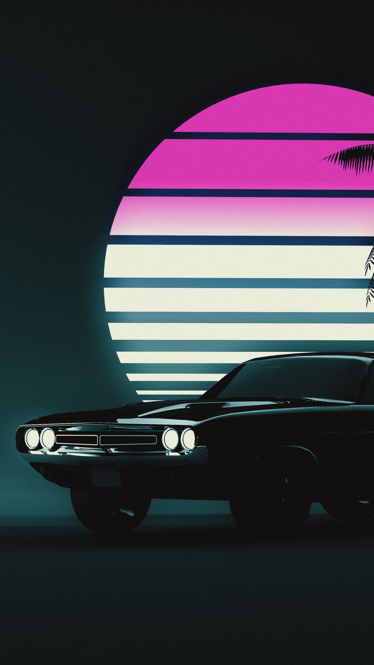 Muscle Car Retro Vintage Car Sunset Neon 5k x