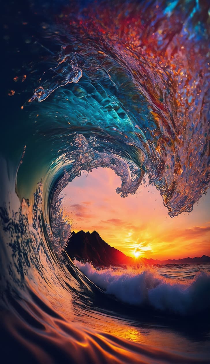Ai Art Vertical Portrait Display Colorful Waves Hd Wallpaper Preview - free HD phone wallpaper for iPhone and Android, 1284x2778