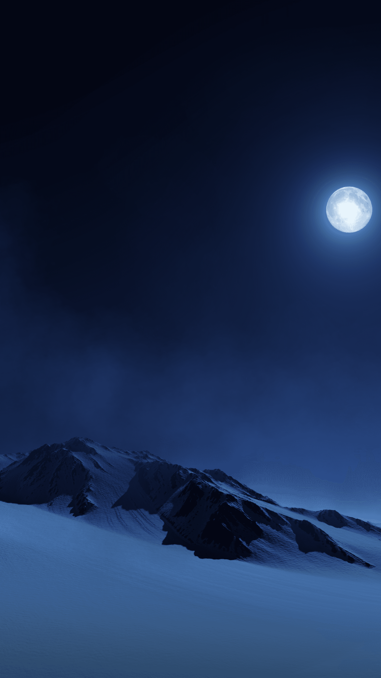 Full Moon Night Sky Snow Covered Foggy Landscape Twilight x