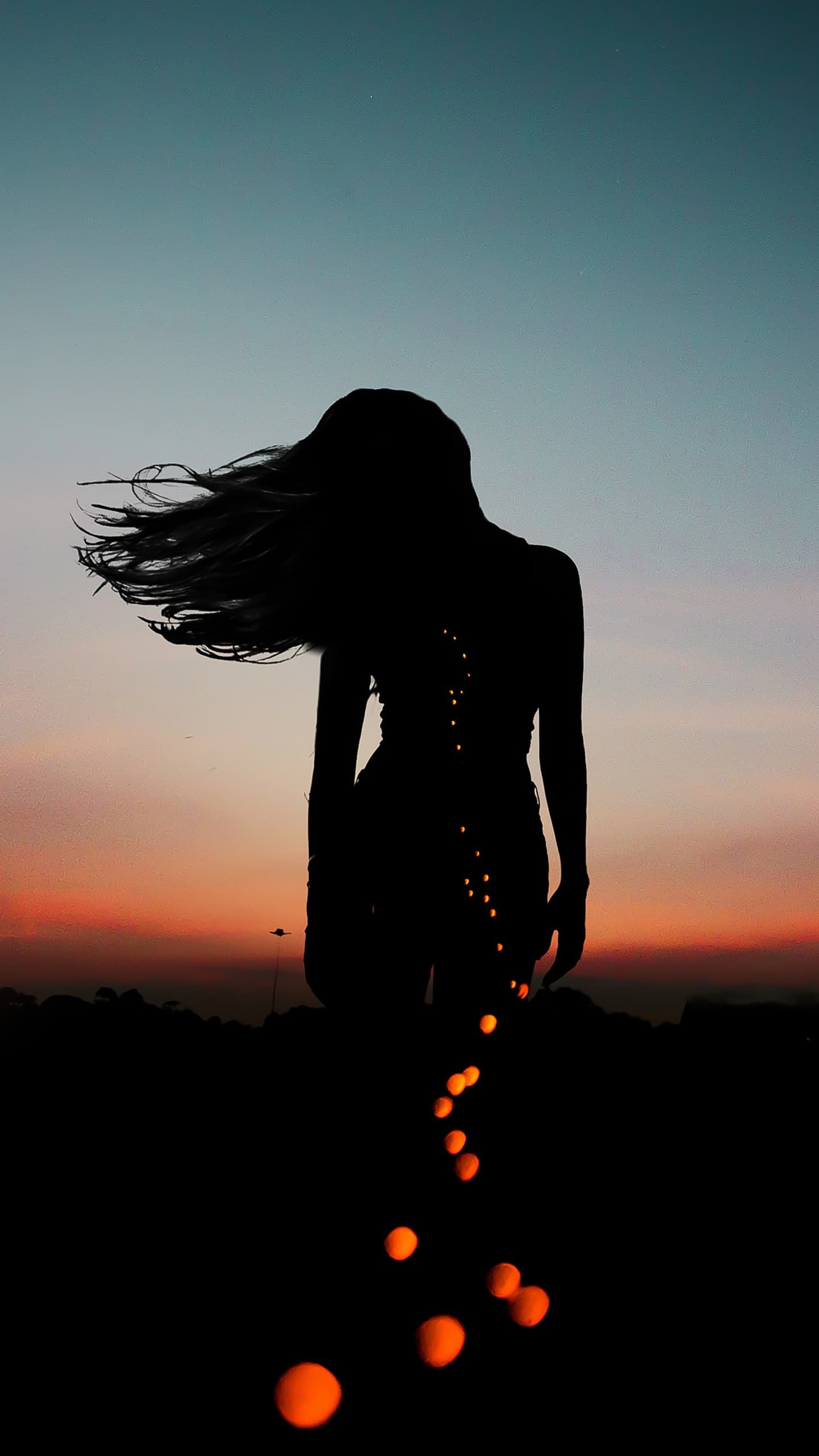 Girl Silhouette Aesthetic Mood Bokeh Evening Sky Dusk x