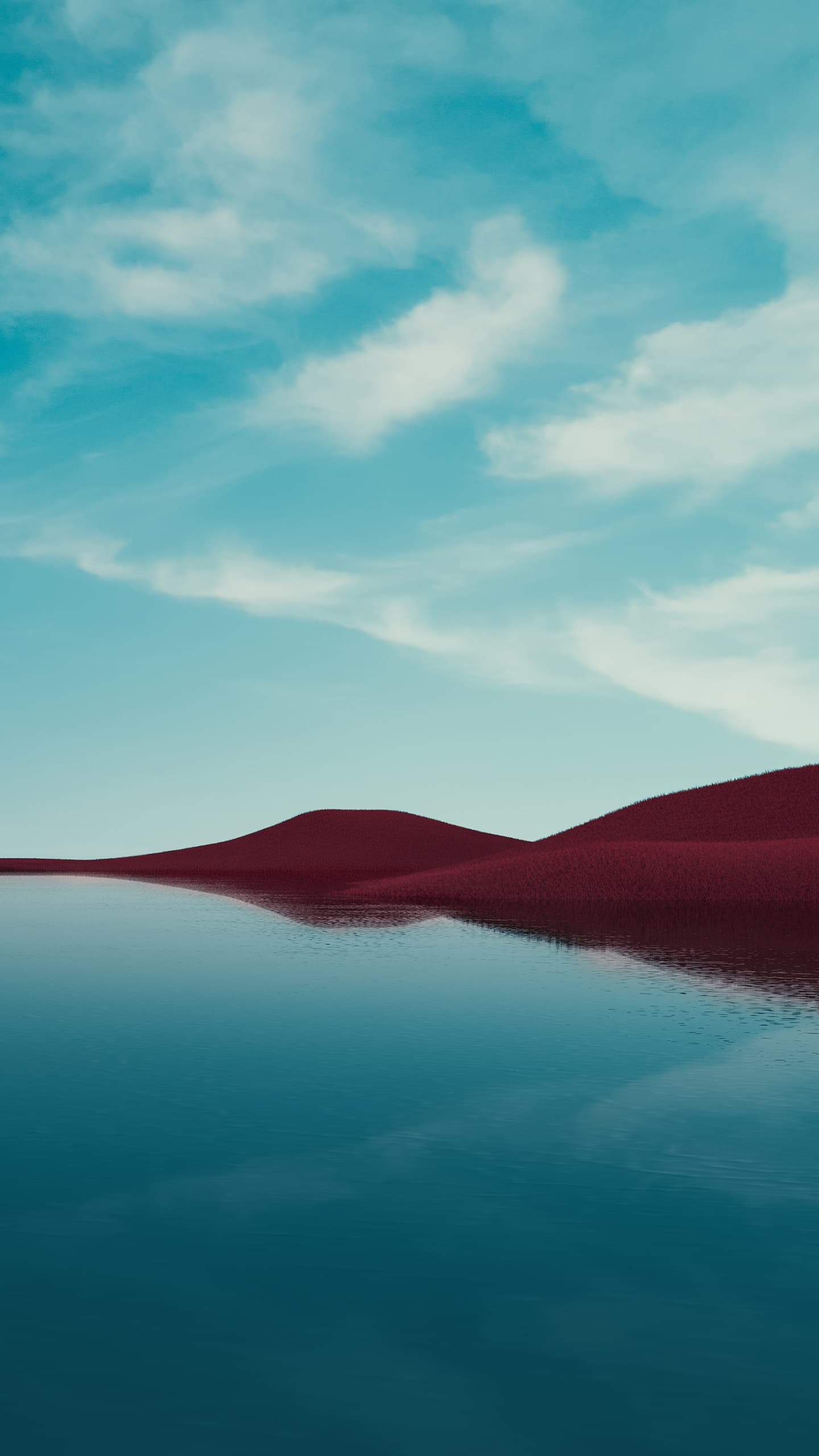 Lone Tree Lake Dry Fields Clear Sky Reflections Landscape x - free HD phone wallpaper for iPhone and Android, 1284x2778