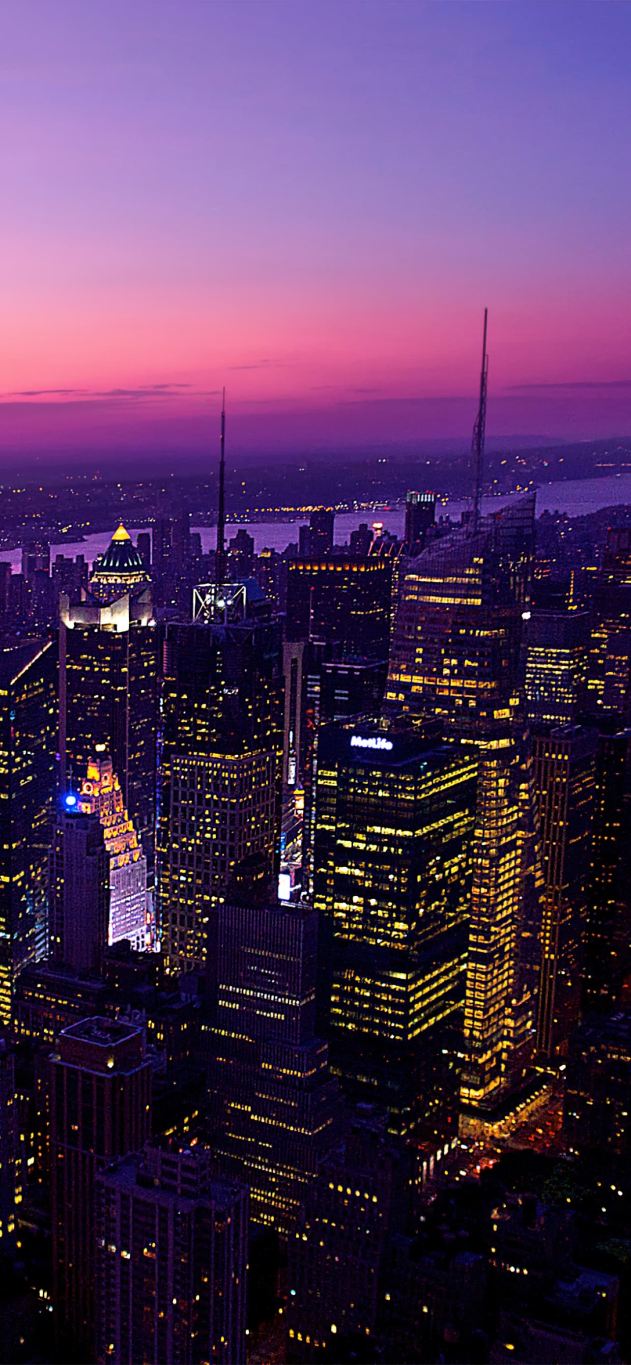 New York City Twilight Evening City Lights Dark Night Pink x - free HD phone wallpaper for iPhone and Android, 1284x2778