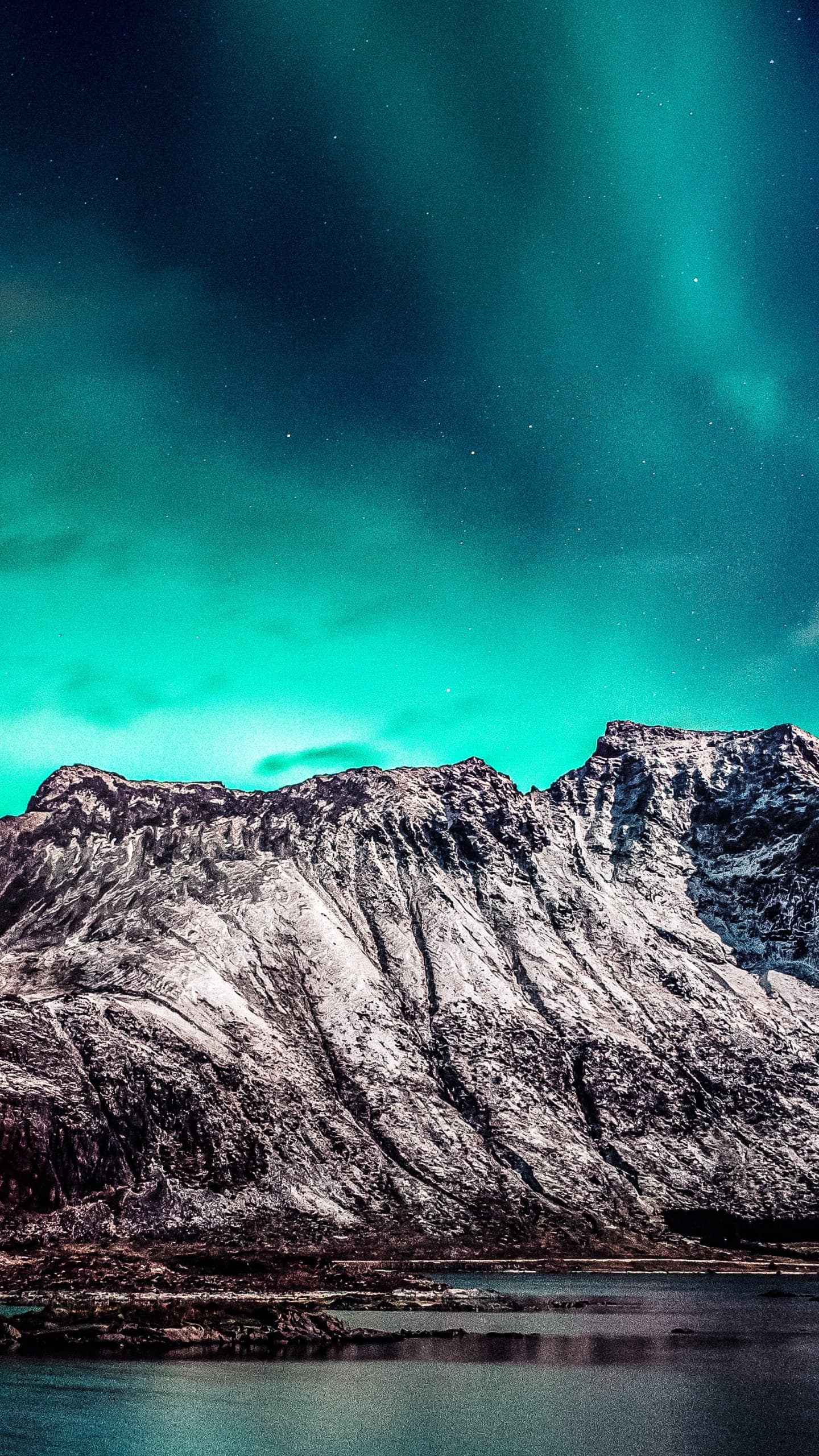 Nordic Mountain Range Aurora Borealis Starry Sky Glacier x - free HD phone wallpaper for iPhone and Android, 1284x2778