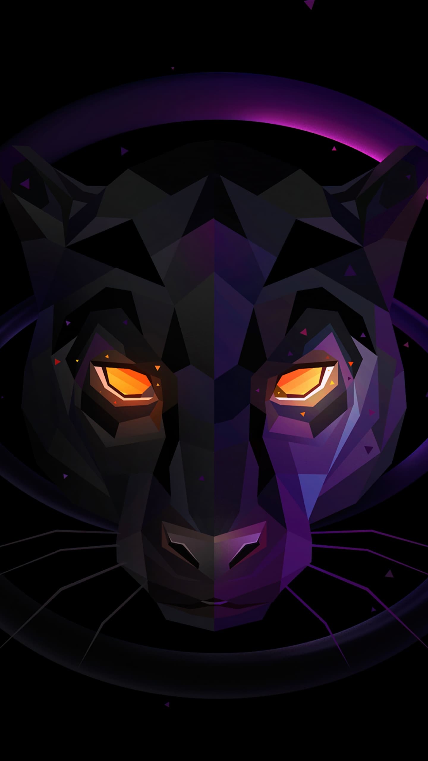 Panther Scary Glowing Eyes Low Poly Dark Background x - free HD phone wallpaper for iPhone and Android, 1284x2778