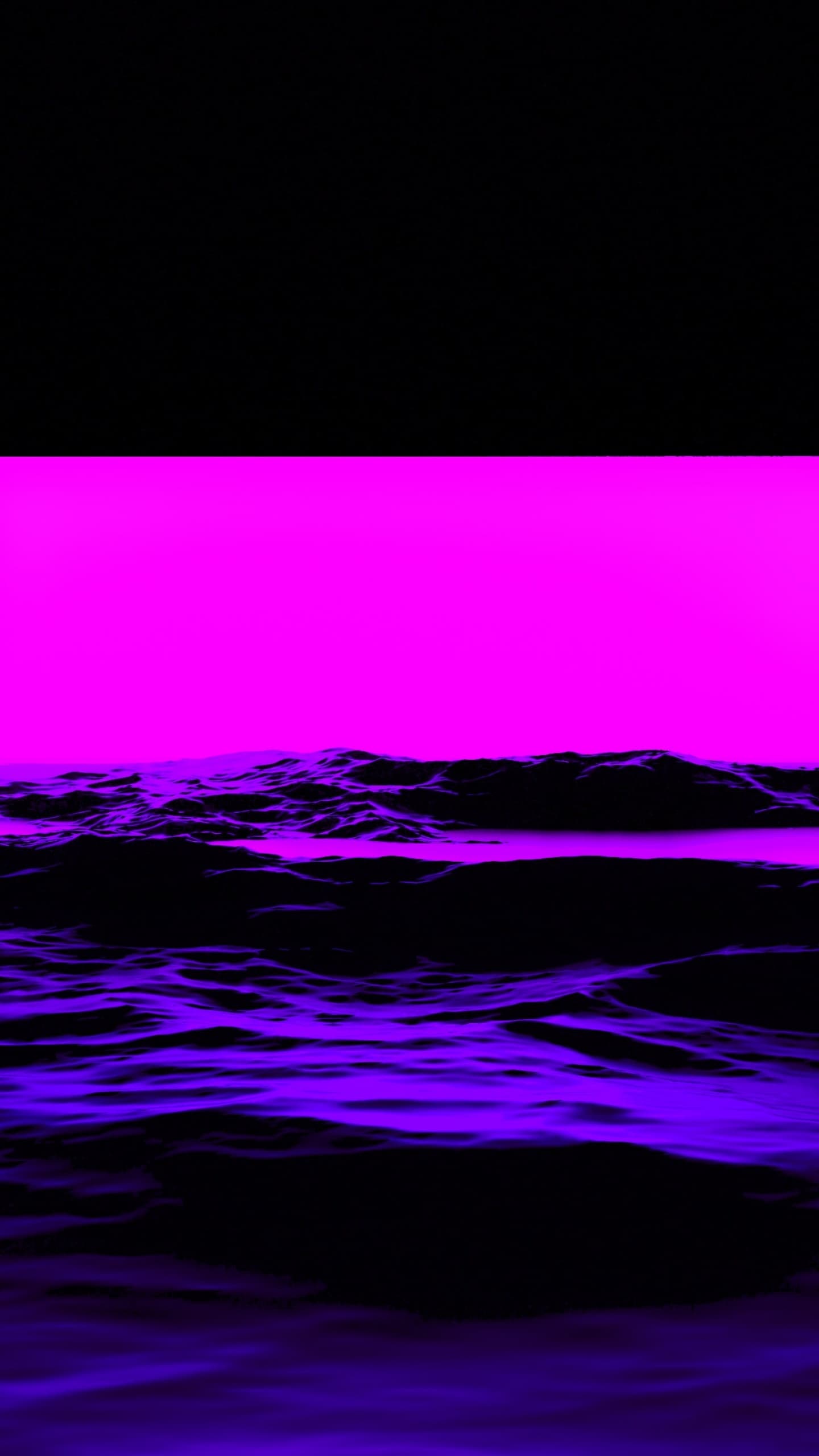 Pink Light Sea Waves 3d Black Background Digital Render x - free HD phone wallpaper for iPhone and Android, 1284x2778
