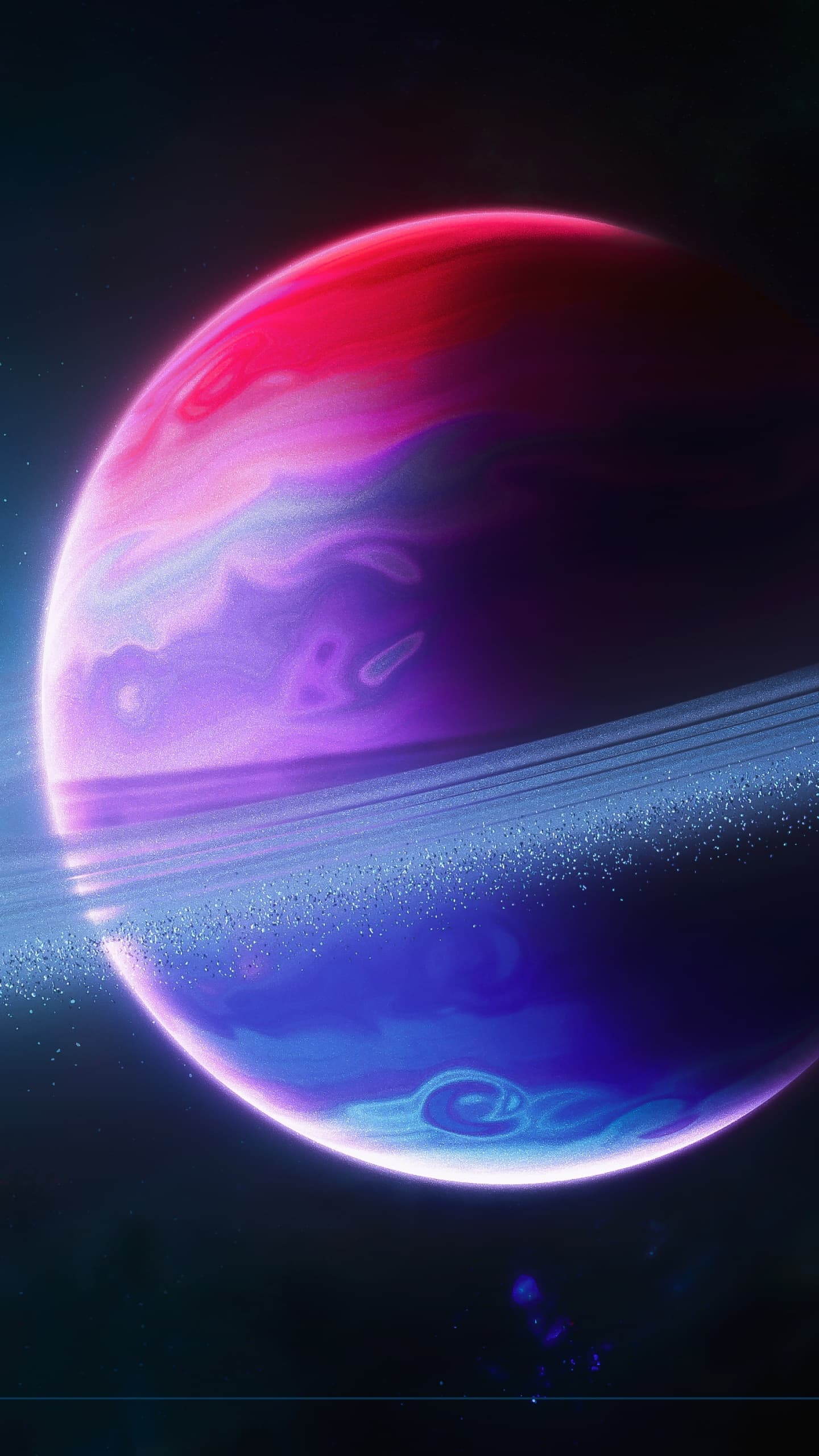 Planet Rings Of Saturn Colorful Astronomy Ultrawide Dual x - free HD phone wallpaper for iPhone and Android, 1284x2778
