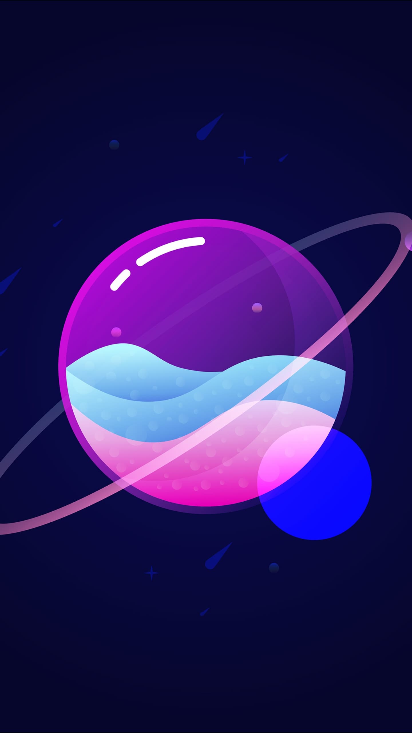 Planets Colorful Gradients Orbit Minimal Art Illustration x