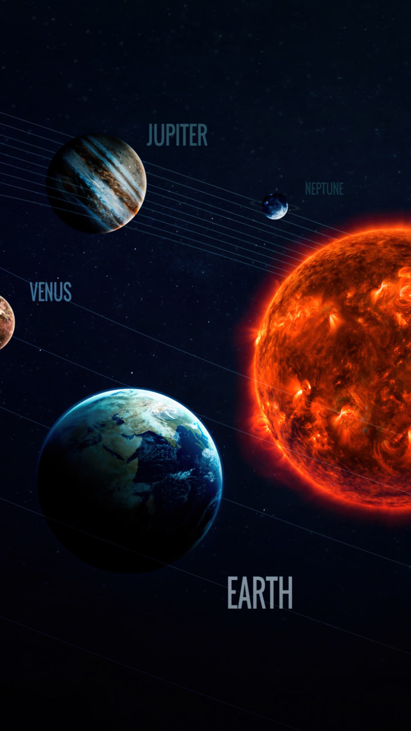 Solar System Planets Sun Mercury Venus Earth Mars Jupiter x - free HD phone wallpaper for iPhone and Android, 1284x2778