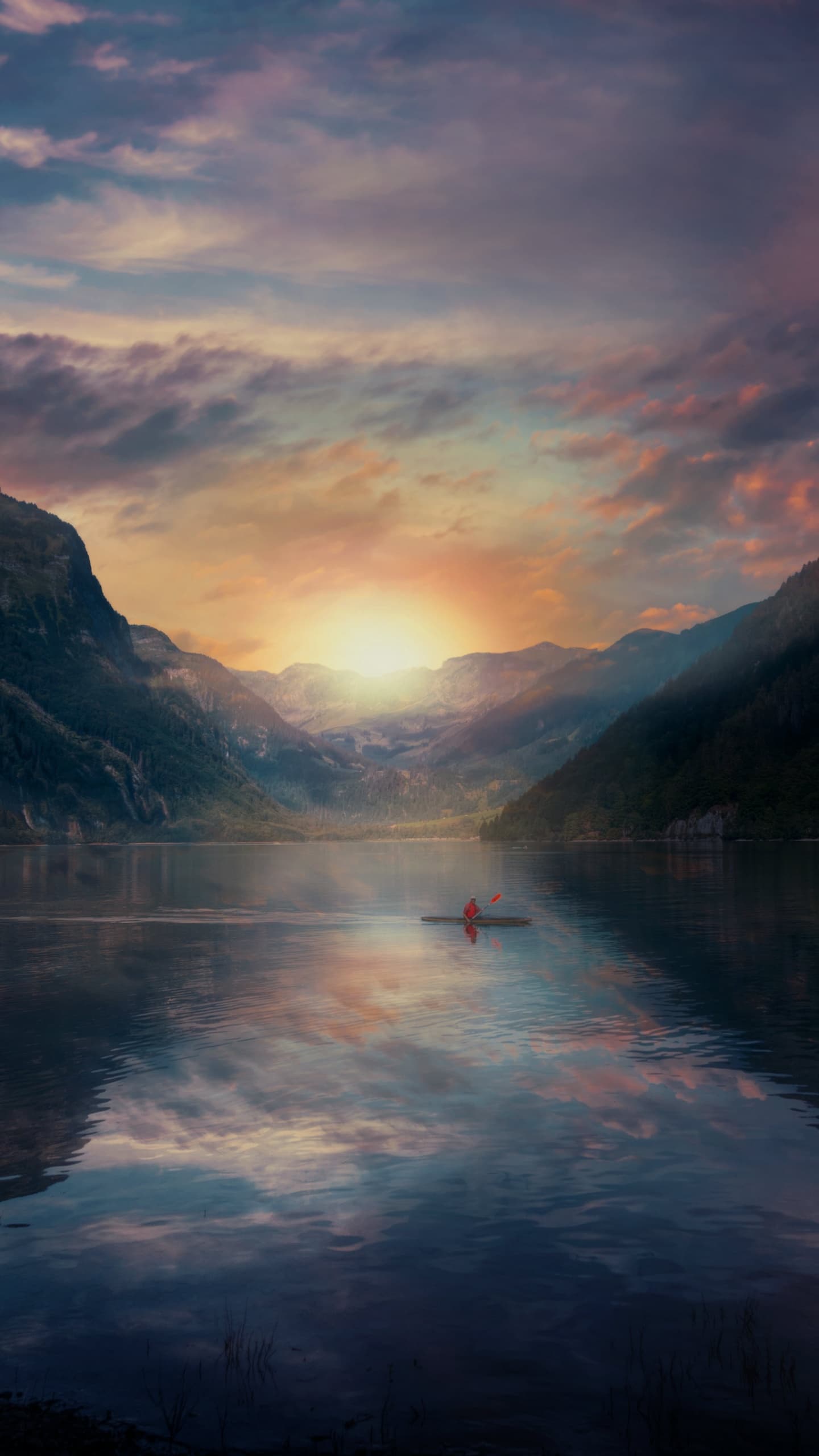 Sunrise Alone Mountains Morning Reflection Lake Switzerland x - free HD phone wallpaper for iPhone and Android, 1284x2778