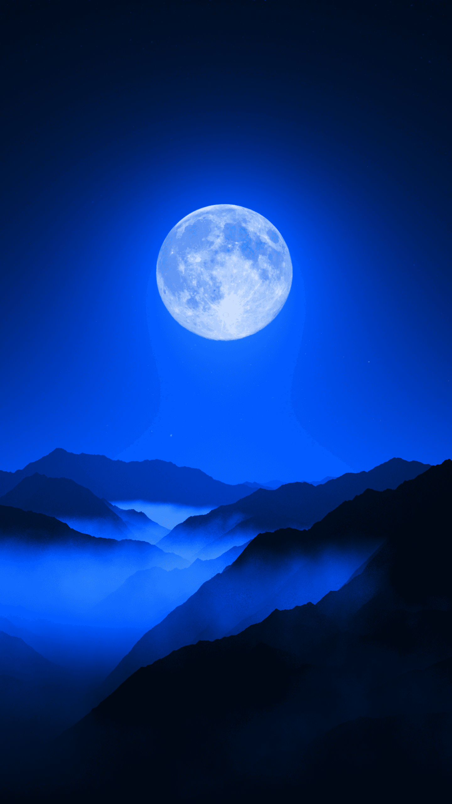 Twilight Moon Valley Mountain Range Night Sky Foggy x - free HD phone wallpaper for iPhone and Android, 1284x2778