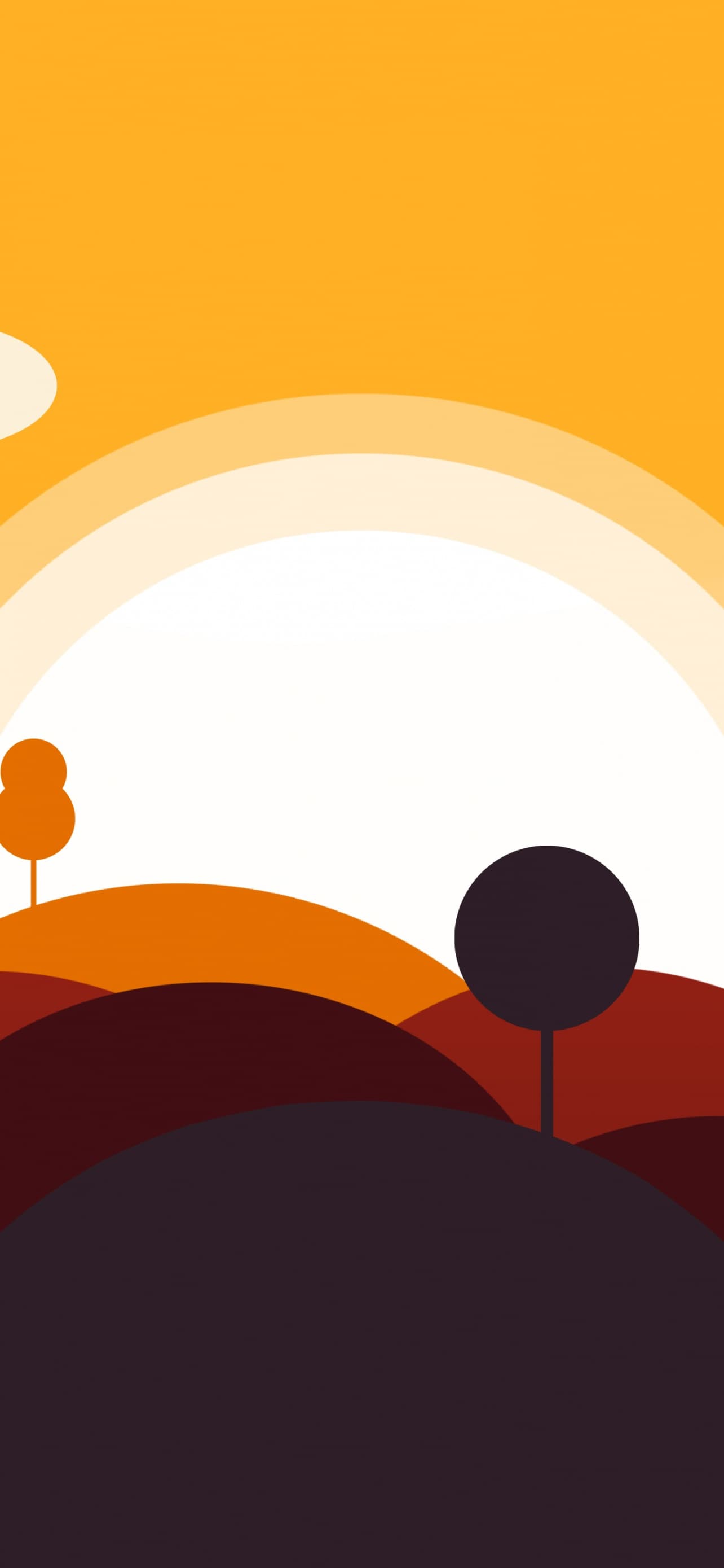 Vector Landscape Digital Art Sun Clouds Rolling Hills Flat x - free HD phone wallpaper for iPhone and Android, 1284x2778